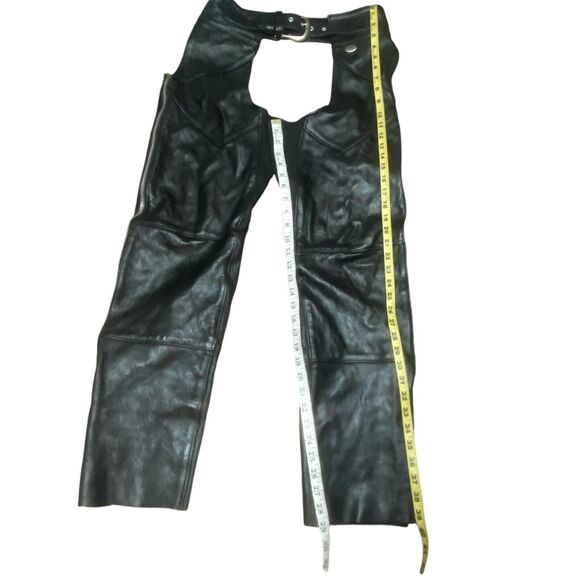 Harley Davidson WOMEN'S BLACK LEATHER RIDING CHAPS  medium - Picture 10 of 11